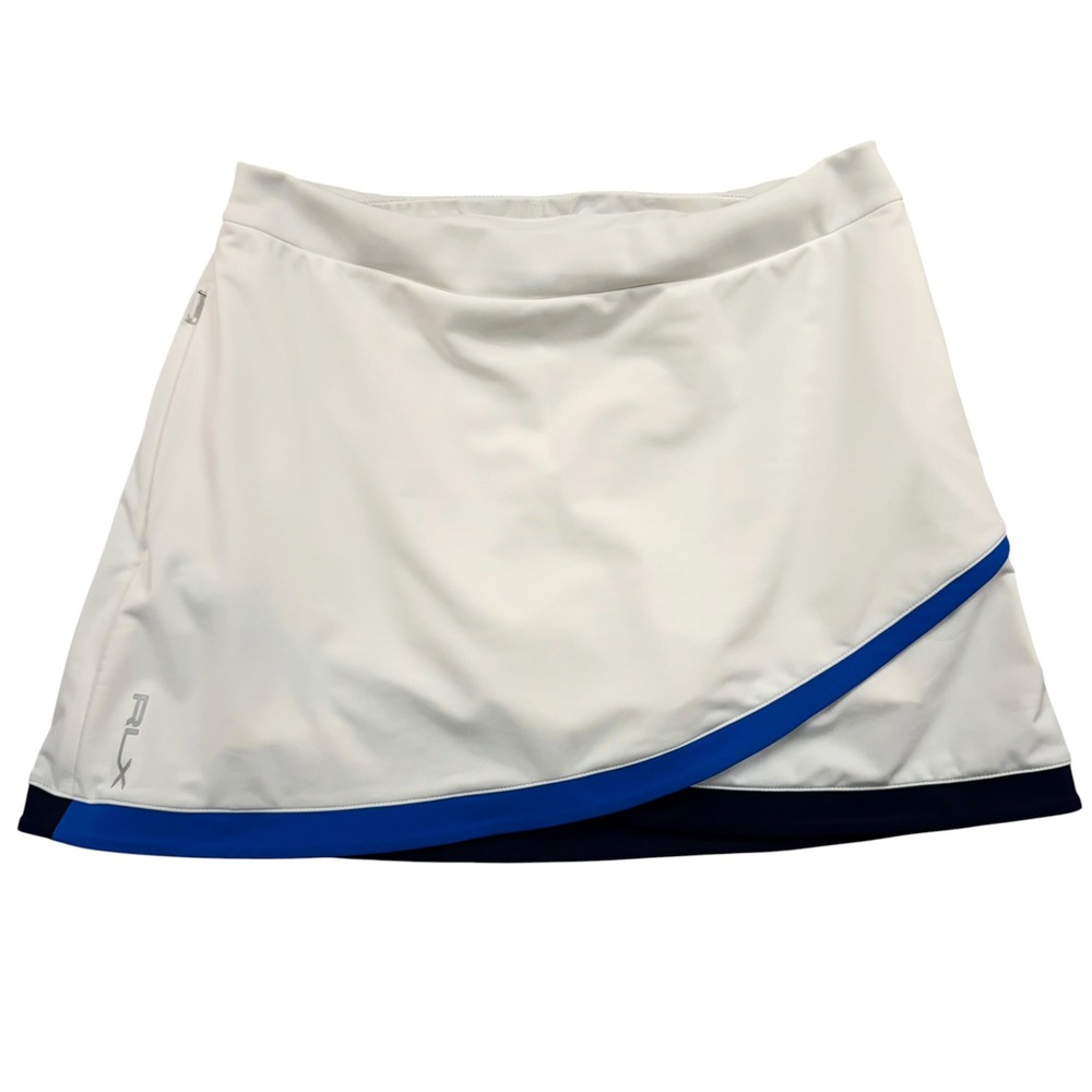 RLX Ralph Lauren Skort Womens Small White Blue Trim Golf Tennis Athletic 1672
